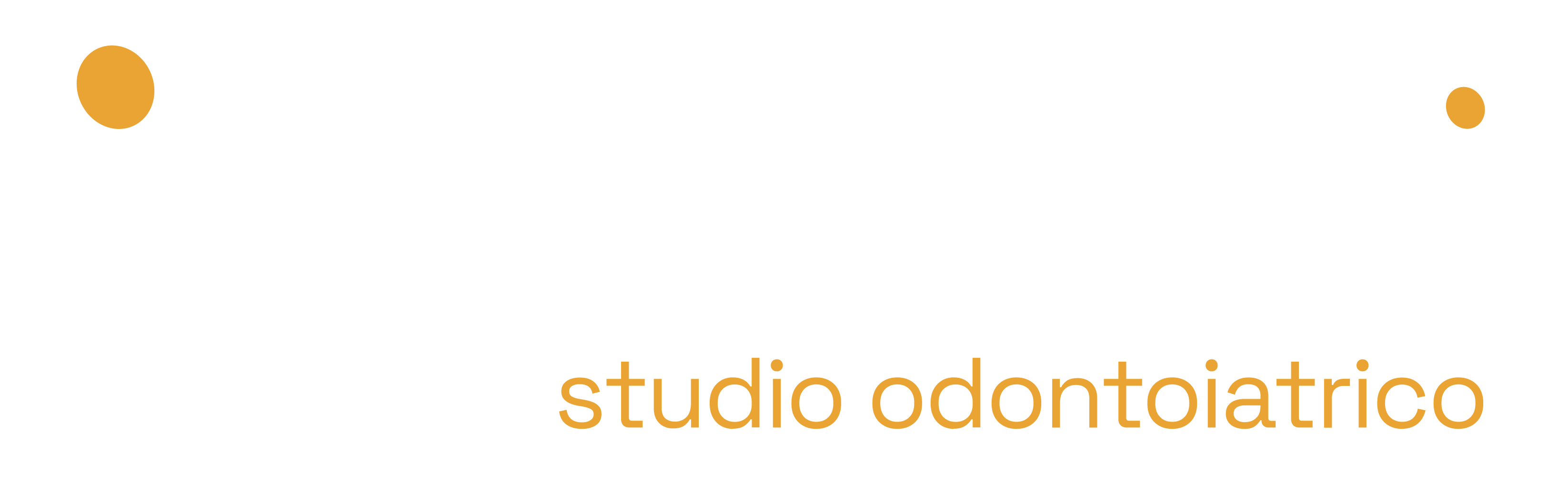 Logo negativo Studio Odontoiatrico Toppetti in bianco e giallo per sfondo blu